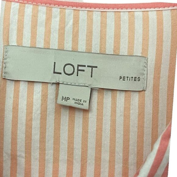 Loft Button-Down Colorful Striped Everyday Blouse Size Petite Medium Long Sleeve - Picture 4 of 6
